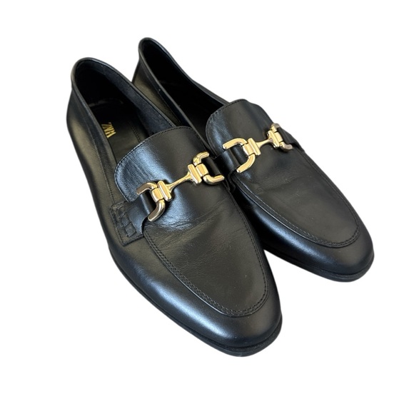 Zara Shoes - Zara Black Loafers with Gold Detail